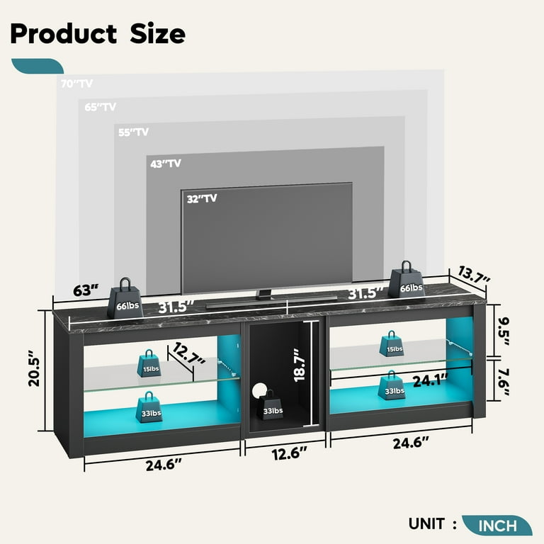 Bestier テレビ台 LEDライト付きブラック Amazon.com: Bestier 80 Inch Black Rattan TV Stand with