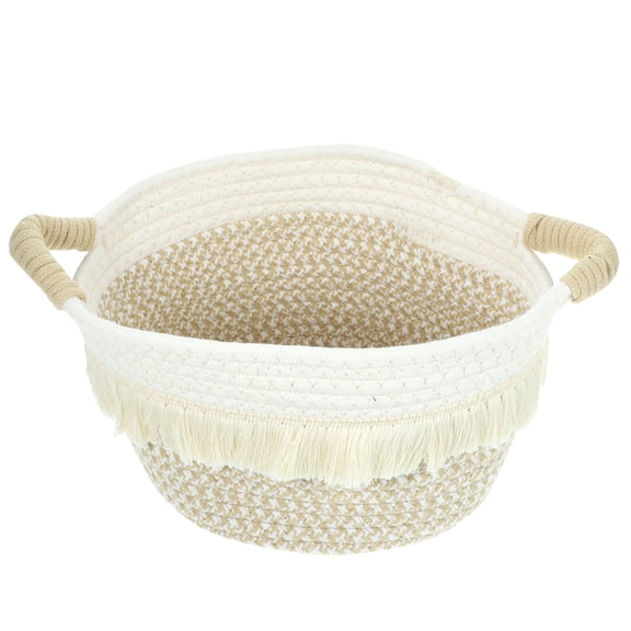 Large Capacity Weave Basket Cotton Rope Macrame Basket Tabletop Organizer
