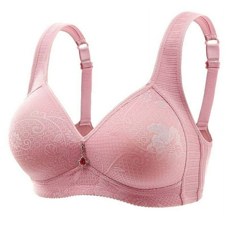 SMihono For Women Best Bra Womens Lace Bras Adjustable Medium Support Minimizer Bras No Underwire Breathable Supportive Bras Pink L US(10)
