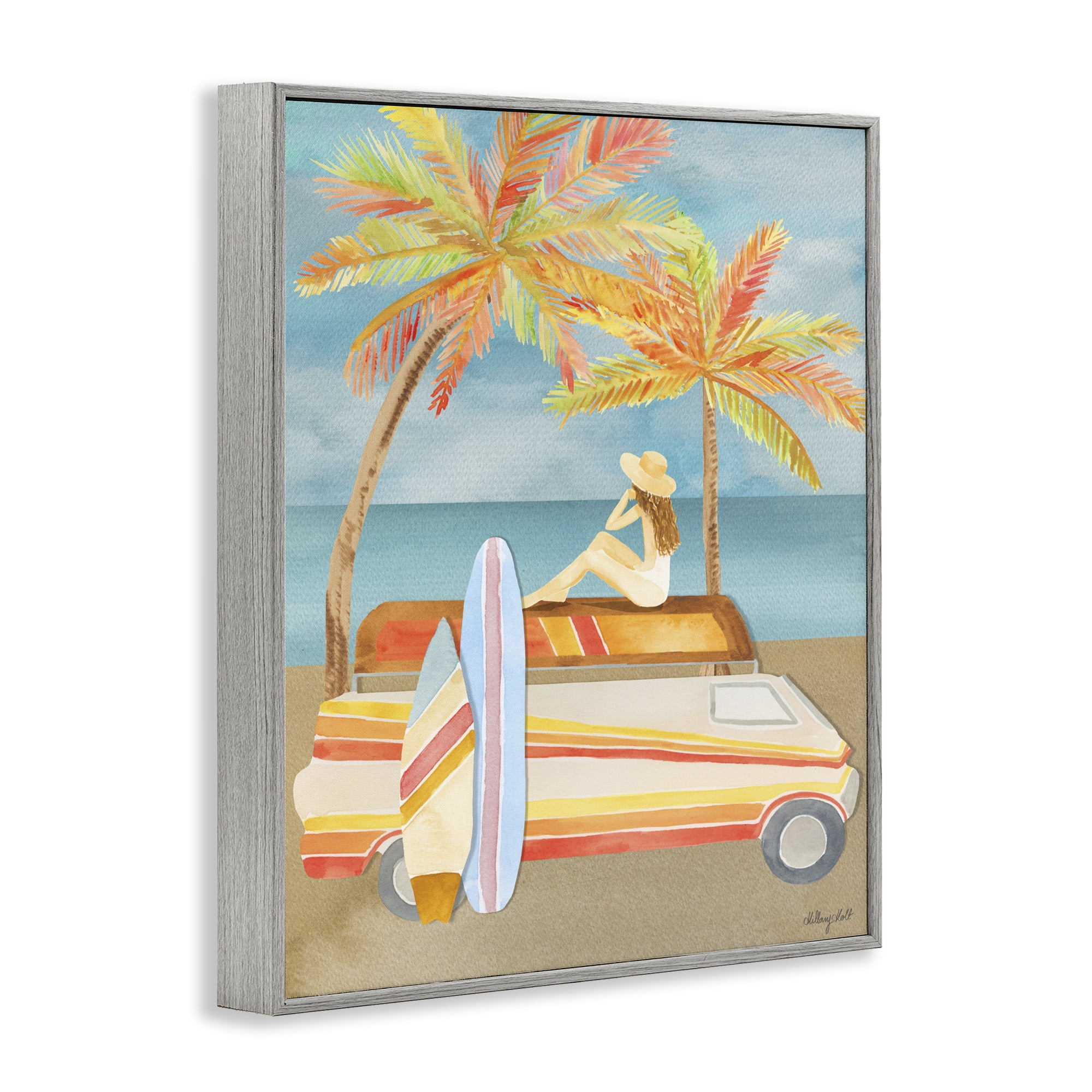 Stupell Industries California Road Trip Gray Framed Giclee Art, design by Hillary Holt