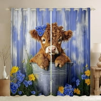 Castle Fairy Children Teens Boys Girls Farm Animal Cattle Curtains Pack of 2 (42x84 Each),Floral Farmhouse Cow Curtains Blackout,Western Vintage Aesthetic Bedroom Curtains,Luxury Bedroom Decor