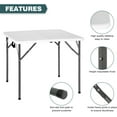 thumbnail image 3 of FDW 34" Square Outdoor Dining Table, Foldable Portable Plastic Folding, Built in Carrying Handle and Height Adjustable for Party and Wedding, White, 3 of 7