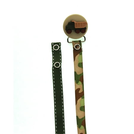 Truck Pacifier Clip With Two Interchangeable Ribbons