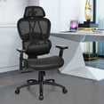 thumbnail image 4 of Gymax Fauteuil de Bureau en Maille Inclinable Haut Dos Réglable avec Appui-Tête et Support Lombaire, 4 of 10