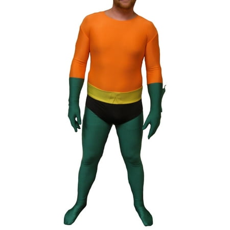 Aquaman Adult Costume Lycra Body Suit Spandex Mens DC Aqua Man