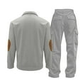 thumbnail image 2 of guisaled Casual Tracksuit 2 Piece Outfit for Men Long Sleeve 1/4 Button Up Corduroy Shirts Drawstring Pants Fashion Jogging Set, 2 of 6