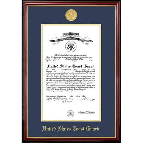 Campus Images CGCPT001 10 x 14 in. Patriot Frames Coast Guard Certificate Petite Mahogany Frame with Gold Medallion