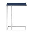 thumbnail image 2 of Maklaine Modern Wood Veneer & High Polished Steel Tray Table in Navy, 2 of 6