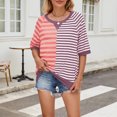 thumbnail image 6 of jowamay Striped Shirt Women Crew Neck Color Block Summer Loose Fit T Shirts Fashion Basic Tops Everyday Wear, 6 of 7