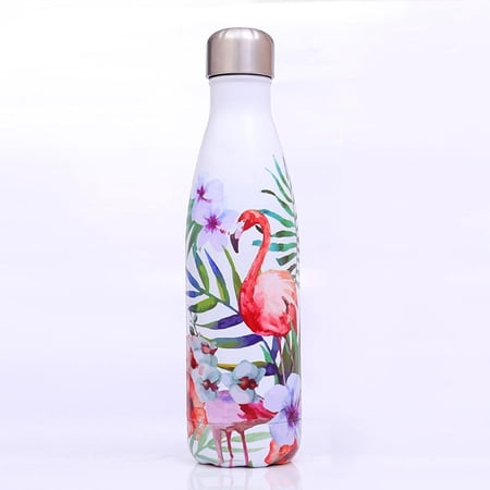 Floral Double Walled Stainless Steel Vacuum Water Bottle, Portable