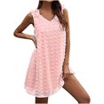 thumbnail image 1 of Mini vestido sin mangas de color sólido con falda acampanada dulce y linda con cuello en V informal de verano para mujer Pompotops  ghjkhdj9480, 1 of 8