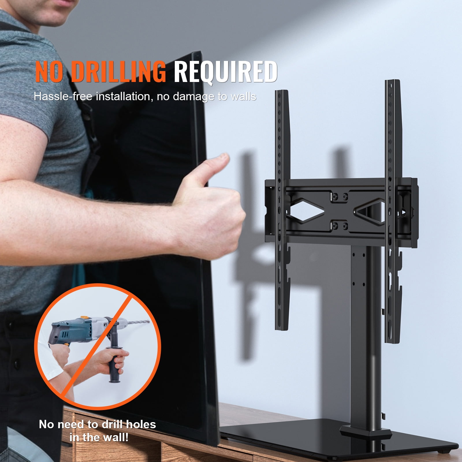 KFFKFF TV Stand Mount Swivel Universal TV Stand for 32"-55" TVs Adjustable Height