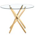 thumbnail image 4 of Star Round Glass Dining Table with Metal Star base in Shinny Gold, Glass Dining Table 36", 4 of 4