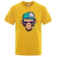 thumbnail image 3 of Camisetas de algodón con dibujos de monos fumadores, camisetas de manga corta con personalidad para hombre, camisetas holgadas de gran tamaño, ropa suave y transpirable, 3 of 5