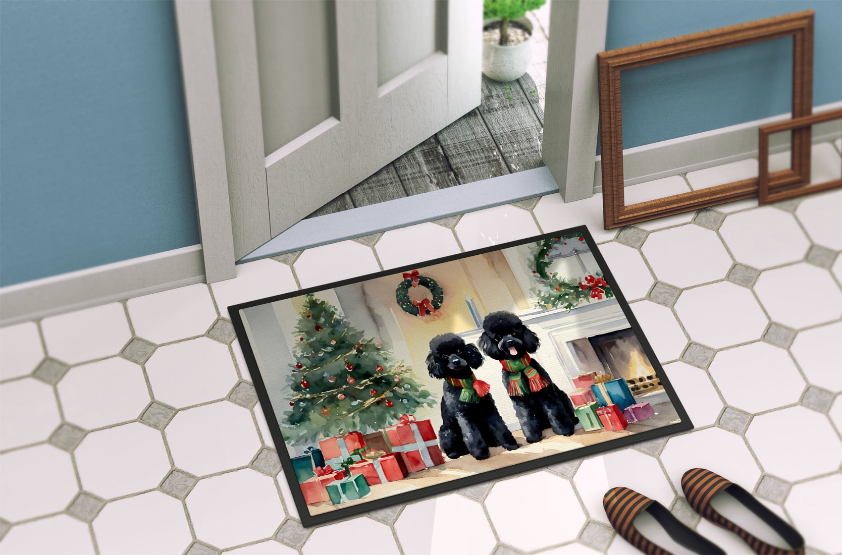 Carolines Treasures DAC2725MAT 18 x 27 in. Poodle Cozy Christmas Doormat