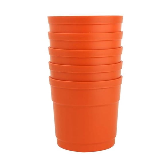 Austin Planter TAPO5 4 in. Flower Pots with Saucers, Fire Orange - Polypropylene - Pack of 5