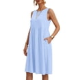 thumbnail image 6 of WRKEKC Casual Dresses for Women Solid Crew Neck Sleeveless Linen Cotton Pockets Midi Versatile Casual Wear Chic, 6 of 9