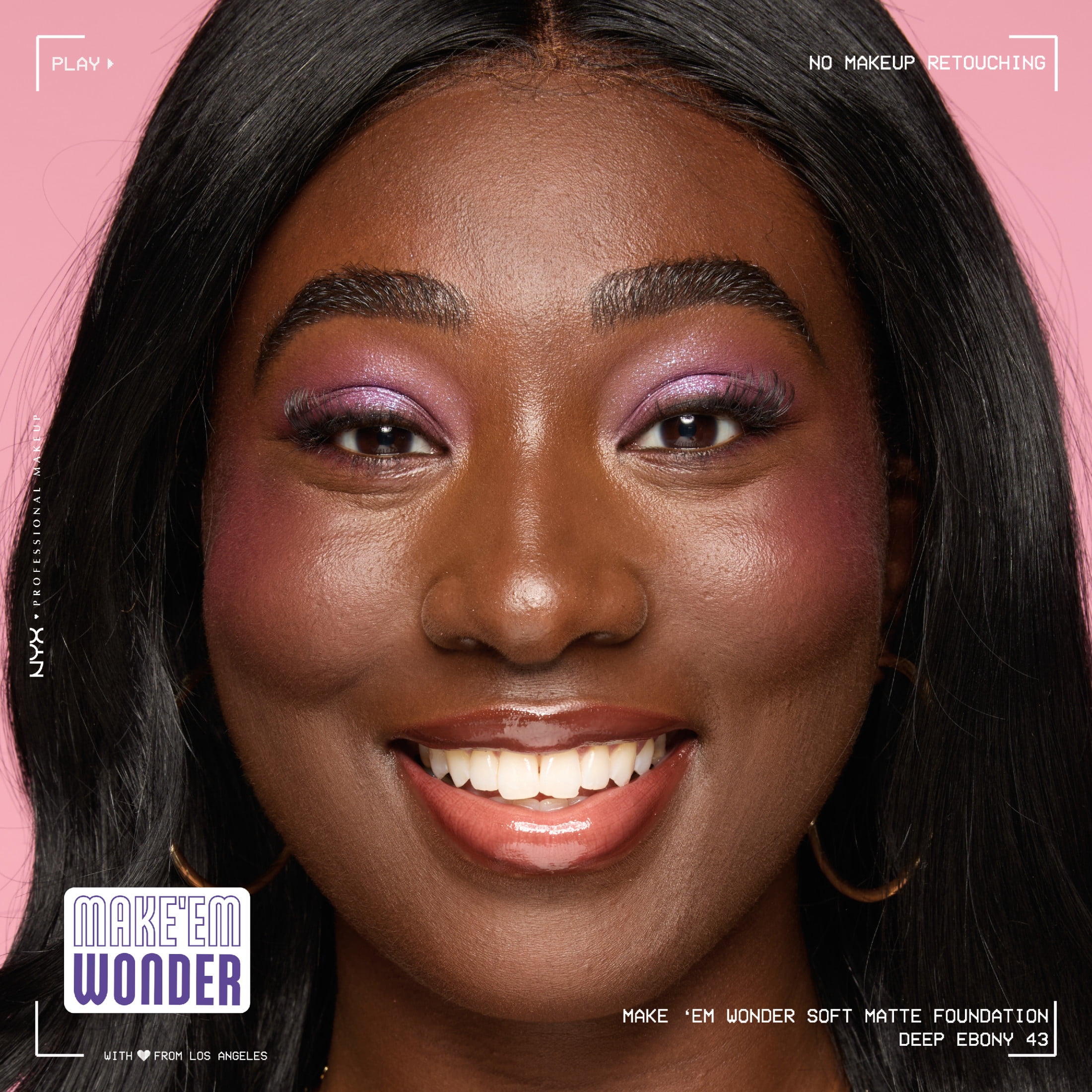 NYX Professional Makeup Make 'EM Wonder, 24H Soft Matte Foundation Makeup, DEEP EBONY 43