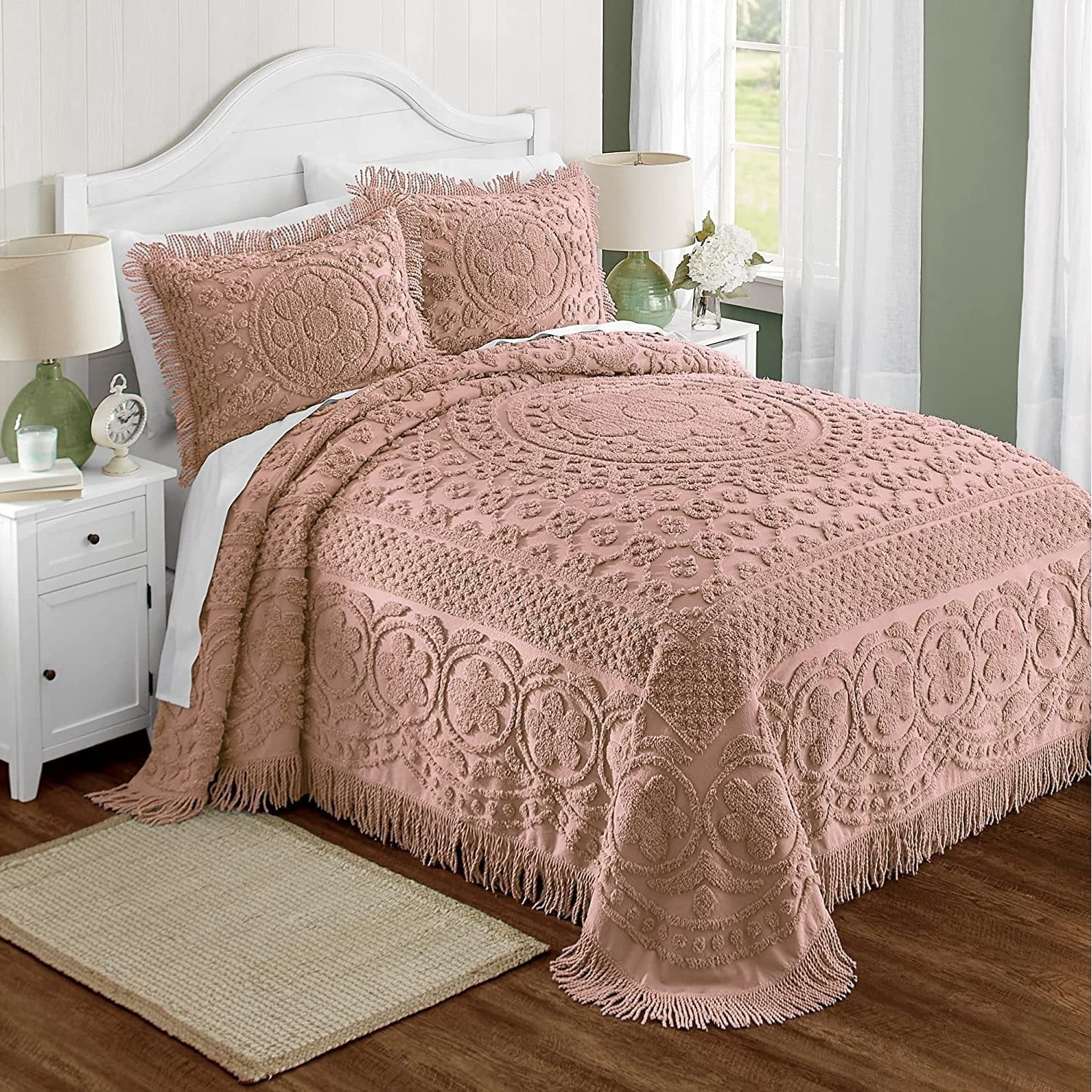 Bilot Emily Chenille Bedspread, Cal. King, Blush