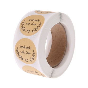 500pcs Natural Handmade With Love Kraft Paper Stickers Round Adhesive Labels Bak