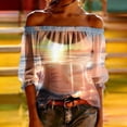 thumbnail image 5 of JTZGDY Mesh See Through Off the Shoulder Tops for Women Fashion Summer Tropical Palm Tree Printed Puff Short Sleeve Sheer Tunic Blouse Trendy Holiday Beach Vacation Outfit Tees Shirt, 5 of 10