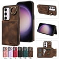thumbnail image 1 of SaniMore for Samsung Galaxy S23 (6.1" 2023) Case, PU Leather Skin Shockproof Bumper Flip Purse RFID Blocking Metal Ring Stand Shell, Card Holder Cash Pocket Anti-drop Cover, Brown, 1 of 16