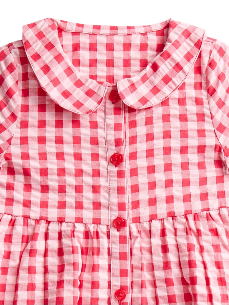 ワンピース Uhr Checkered Tiered Dress 5-6Y Wonder Nation Toddler Girls Cotton Seersucker Gingham Tiered Dress
