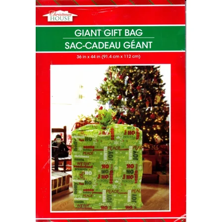 New Christmas House Giant Gift Presents Bag W Tag 36" X 44" ~ Peace (Qty 1)
