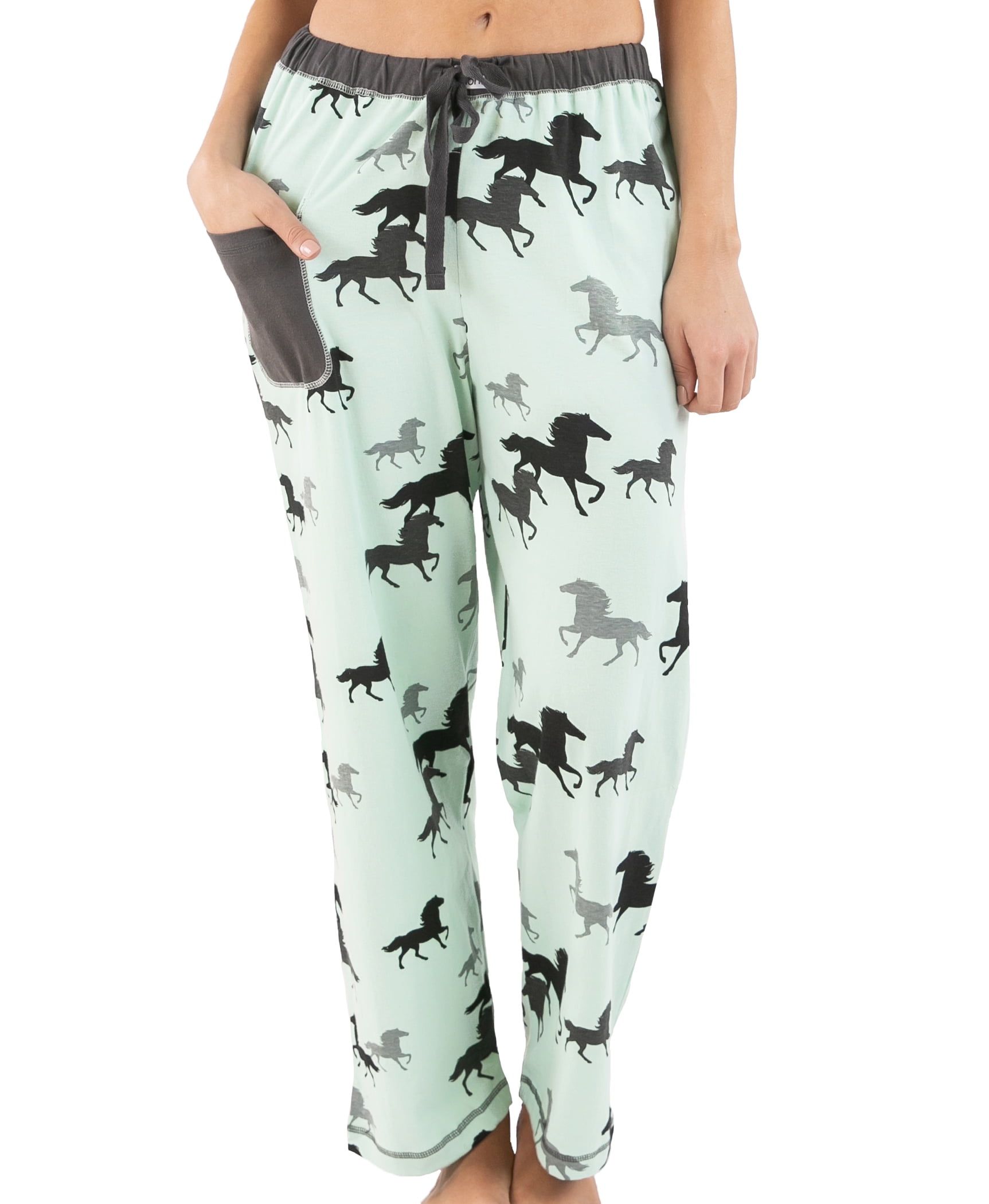 LazyOne Pajamas for Women, Cute Pajama Pants and Top Separates, Mint Horse, Small