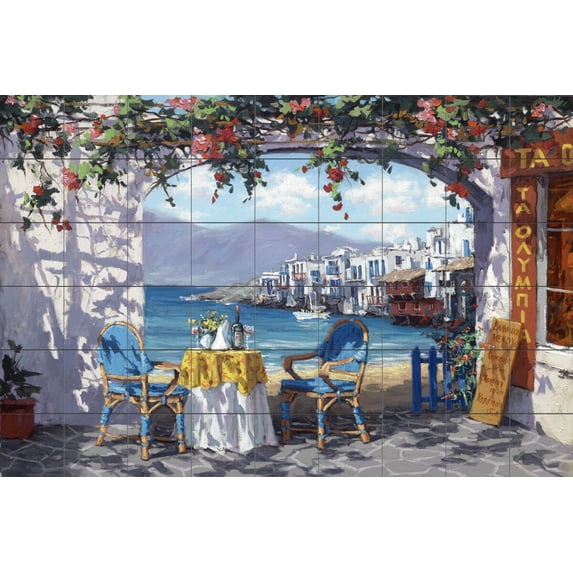 Tile Mural Kitchen Backsplash - Meeting in Mykonos - by Sam Park/Soho Editions