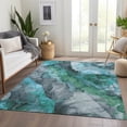 thumbnail image 5 of HomeRoots 623231 8 x 10 ft. Teal, Blue & Ivory Floral Washable Transitional Indoor & Outdoor Rectangle Area Rug, 5 of 9
