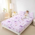 thumbnail image 3 of Erosebridal Dreamy Purple Bow Queen Sheet Sets for Kid, Cartoon Floral Bed Set, 4-Piece, 3 of 5