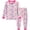 1# Pink, variant on FEDPOP Toddler Girls Pajamas Bamboo Viscose Kids Long Sleeve Snug fit Bow Printed Pjs 2pcs Set 3T