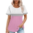 thumbnail image 1 of Camiseta Casual de Manga Corta de Mujer, Cuello Redondo de Impresión para Uso Diario, Fiesta Y Hogar, 1 of 5