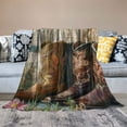 thumbnail image 2 of PRATYUS Western Kids Throw Blanket Cowboy Shoes Fuzzy Blanket for Boys Kids Teens Youth Bedroom, Rustic Farmhouse  Blanket Vintage Wooden Style Blanket for Bedroom Living Room  40x50in, 2 of 6