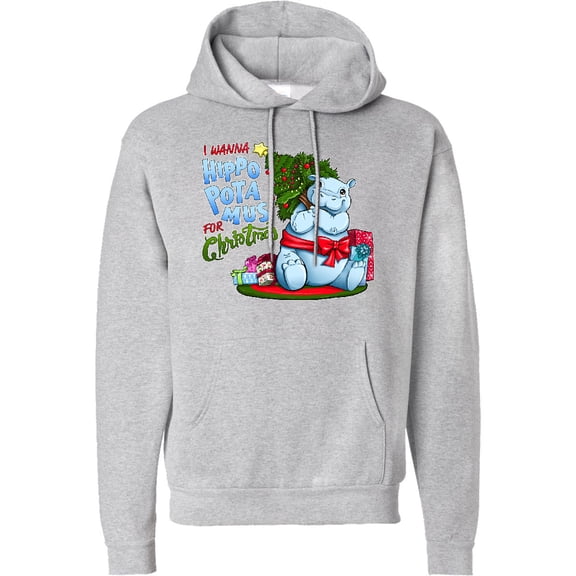 Inktastic I Wanna Hippopotamus for Christmas Cute Hippo Adult Hoodie Sweatshirt