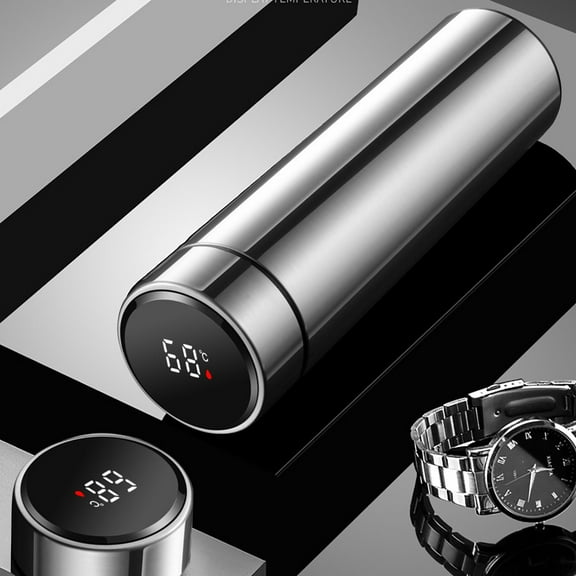 Smart Water Bottle Stainless Steel Vacuum Flask,Travel Mug with Smart LCD Touch Screen, Keep Hot Or Cold, Car Portable Travel Tea Coffee Vacuum Thermoses Cup,Insulated Water Bottle (Blue)