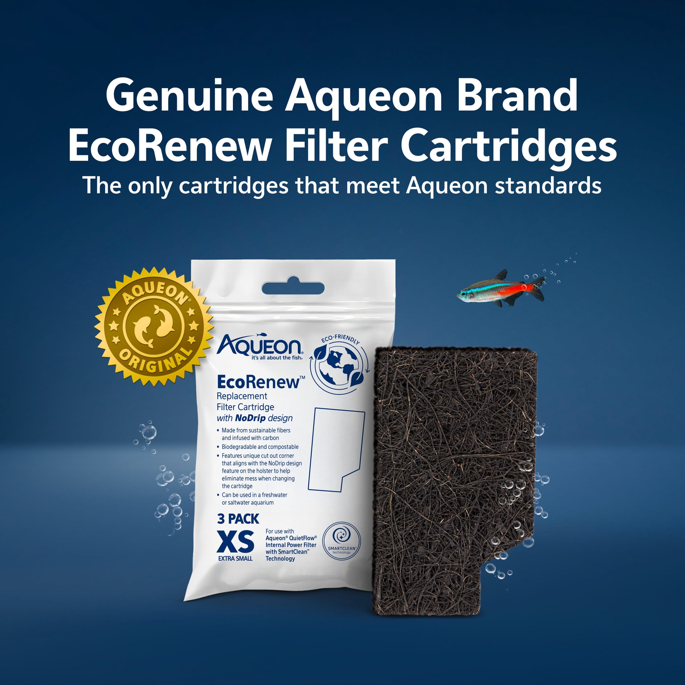 (3 pack) Aqueon EcoRenew Replacement Filter Cartridges Extra Small Extra Small, 3-Pack