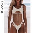 thumbnail image 1 of Ellolace Sexy Bikini ahueca hacia fuera el traje de baño de las mujeres de corte alto Micro traje de baño 2022 elegante traje de baño trajes de playa 2 piezas Tan Jianjun unisex, 1 of 2