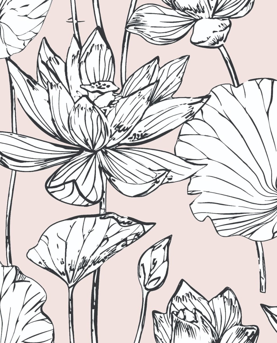 NextWall Lotus Floral Peel and Stick Wallpaper