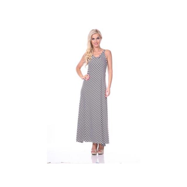White Mark Robe Maxi Sans Dos à Rayures Universelle 1388-Black-M-L - Noir - L - Large