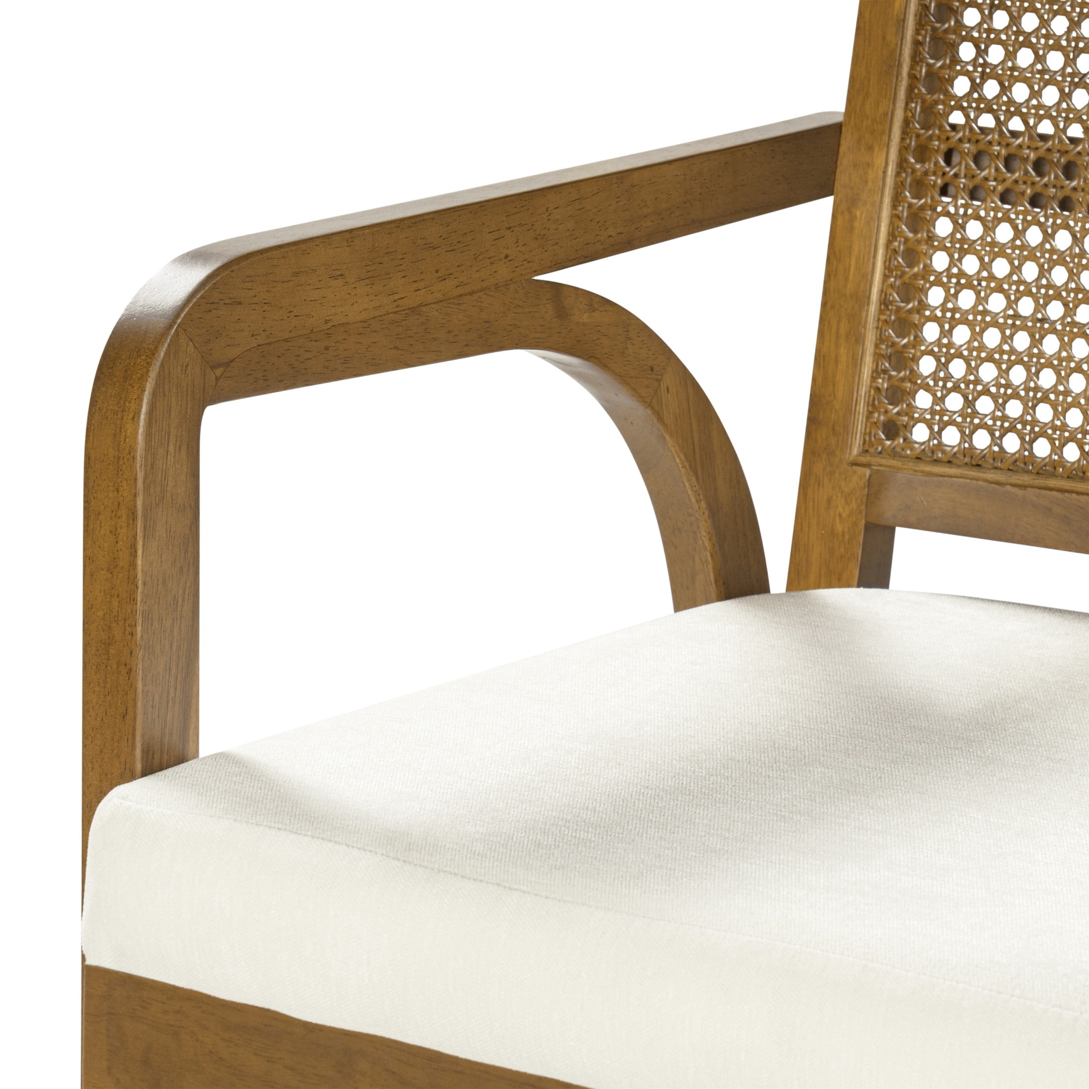 Christopher Knight Home Modern Dining Chairs, Upholstered Seats, Rattan Cane Back, Walnut, Set of 2