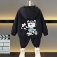 thumbnail image 2 of Afuyipoi Kids Hooded Print Jacket Lightweight 1-11 Years Waterproof Windbreaker Fall Outdoor Top for Boys Girls Black Size 2T, 2 of 7