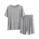 thumbnail image 2 of Pijama fino para hombre, conjunto de pijama para estar en casa, pantalones cortos holgados de manga corta, conjunto de pijama para hombre, conjunto de dos piezas, 2 of 9