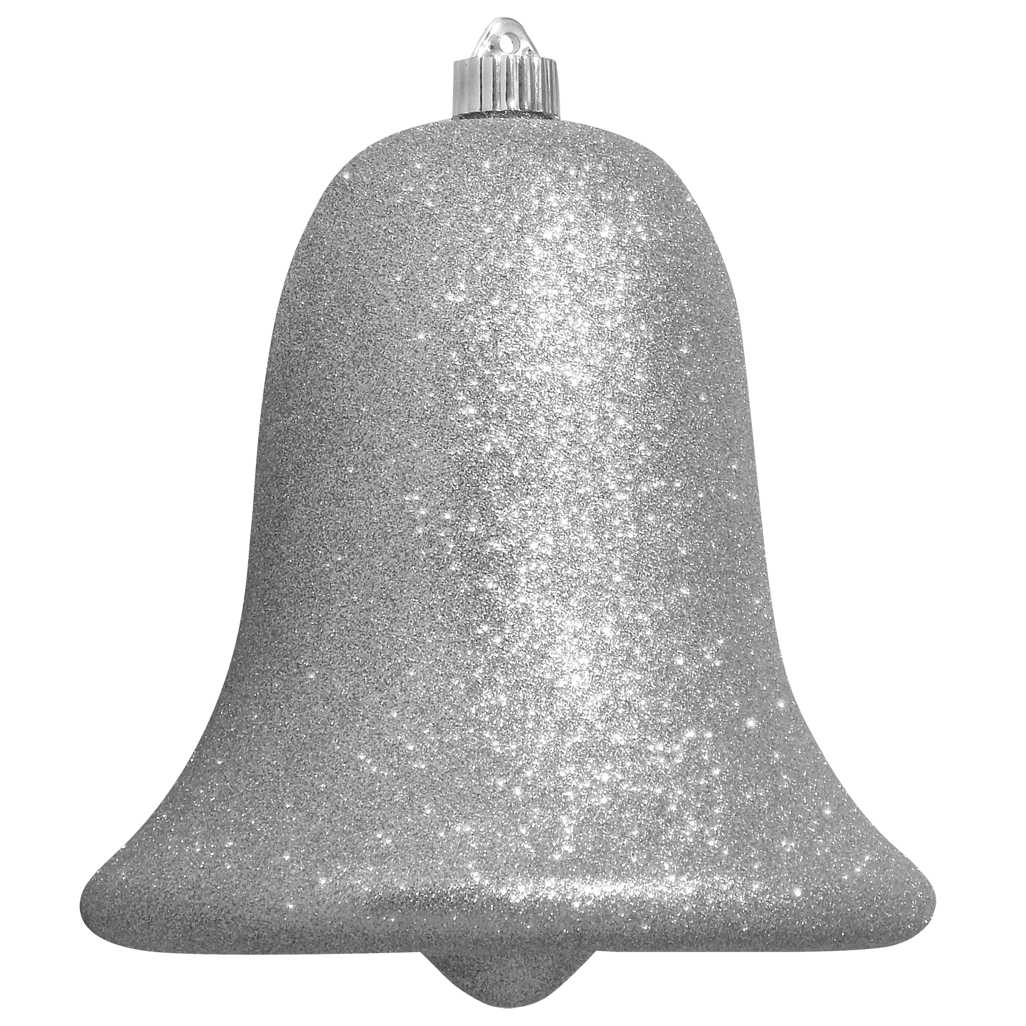 Large Shatterproof Bell Ornament, 7" (178mm), Silver Glitter
