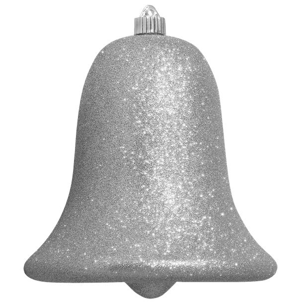 Large Shatterproof Bell Ornament, 7" (178mm), Silver Glitter Walmart