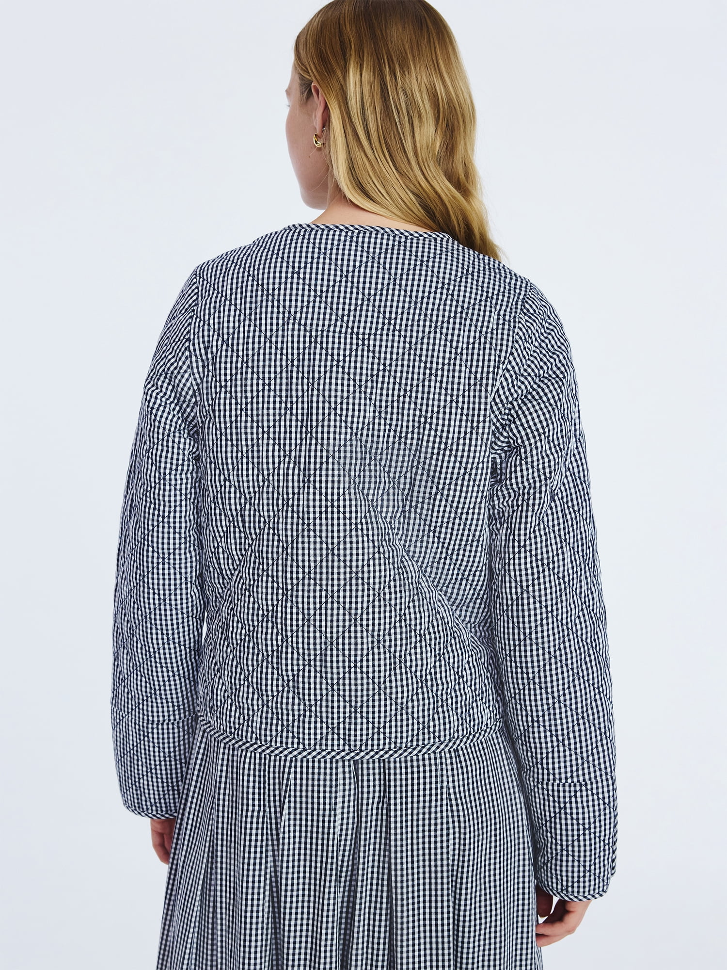 Free Assembly Women's Collarless Cotton Quilted Jacket, Sizes XS-XXL