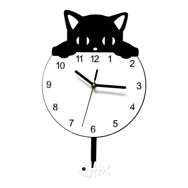 Reloj de pared con forma de gato, decoración del hogar, reloj de pared moderno silencioso para dormitorio, granja