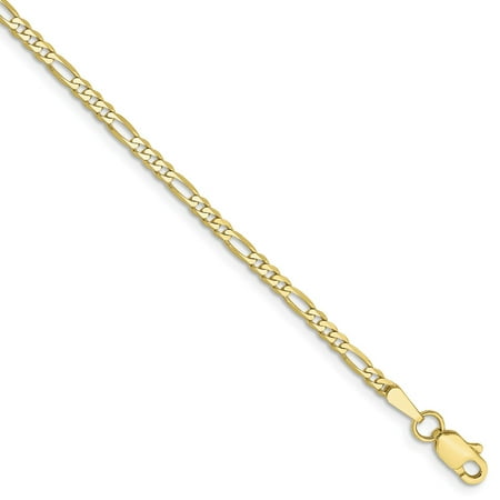 Roy Rose Jewelry 10K Yellow Gold 2.2mm Figaro Link Chain Bracelet ~ Length 7'' inches