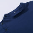 thumbnail image 7 of MIXUE Mens Casual Button Down Shirts Solid Color Round Neck Long Sleeve Loose Fit Casual Shirt Tops Daily-Wear,Blue,L, 7 of 7